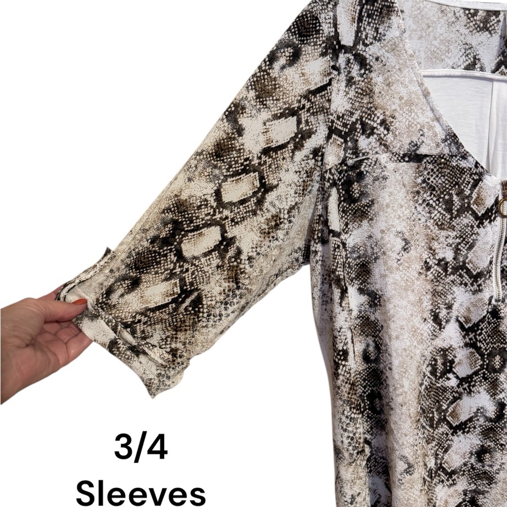 ❤️SNAKE PRINT  w/GOLD TONE HARDWARE TOP   PLUS: 2X    #T - Picture 5 of 9